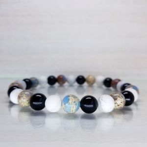 Onyx Howlite & Blue Jasper Beaded Stretch Bracelet